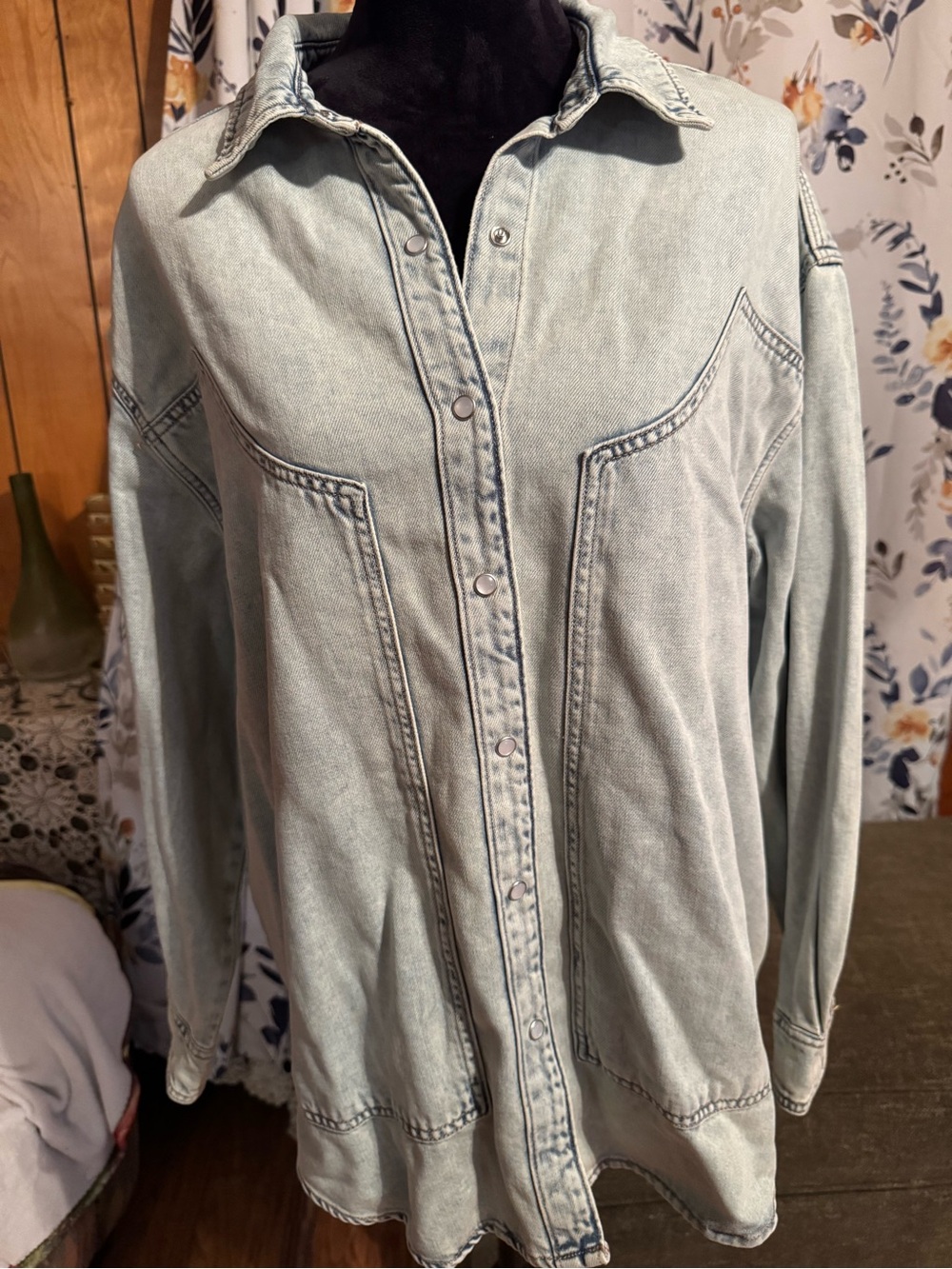 wild fable Gray Denim Button-Up Shacket